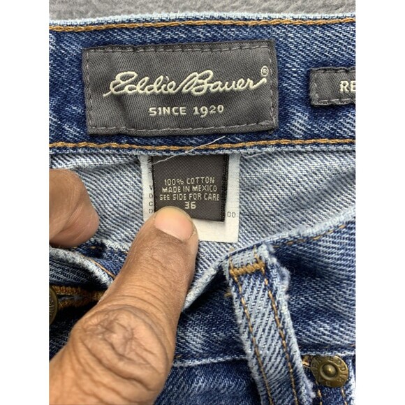 Vtg Eddie Bauer Authentic Denim Jeans Men's Relaxed Fit 36X27 Blue 100% Cotton - Picture 6 of 12